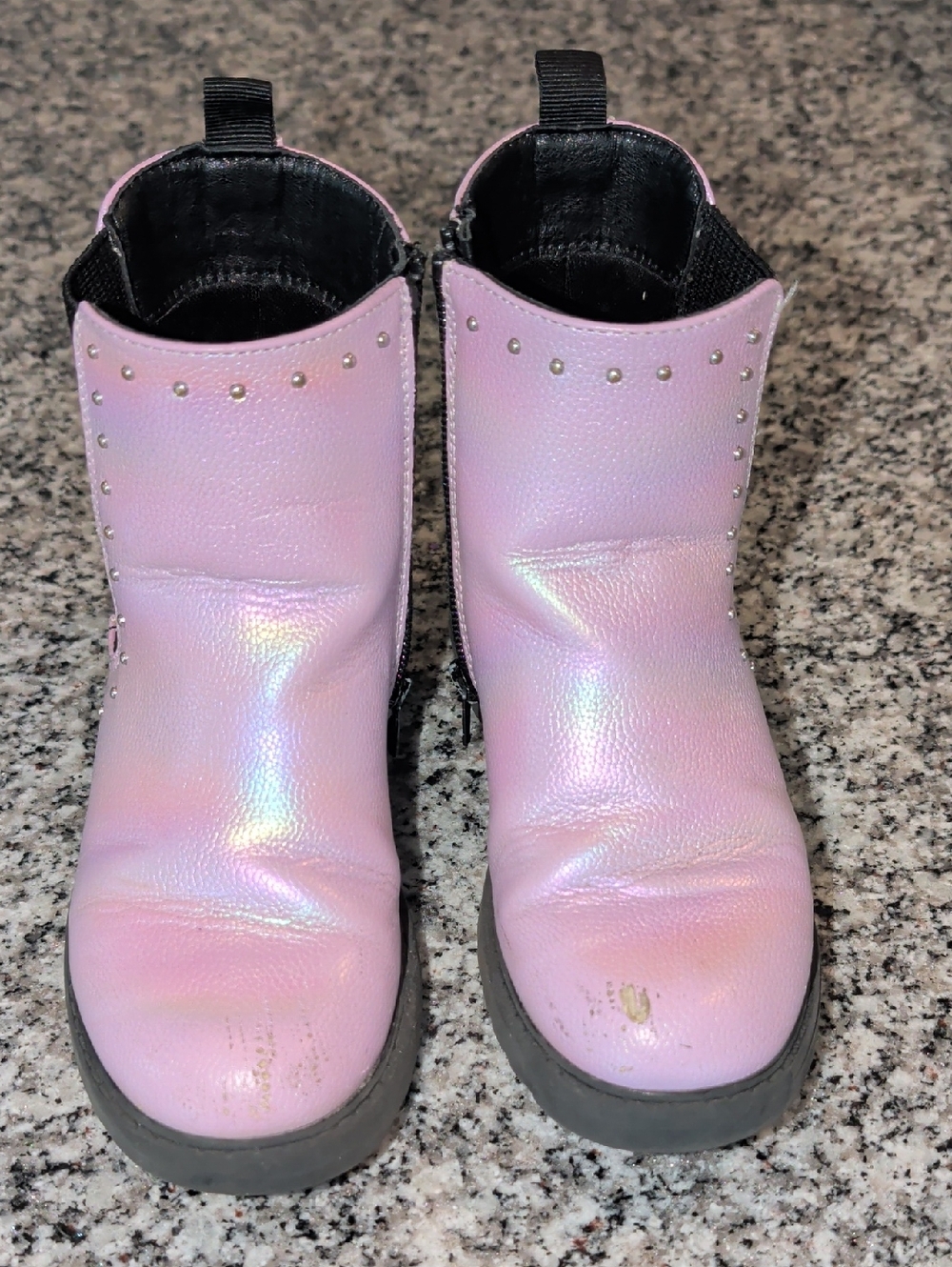 Kohl's Girls Pink Iridescent Studded Ankle Boots